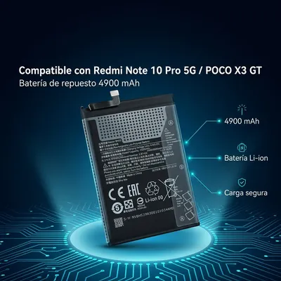 Batería para Redmi Note 10 Pro 5G 4900mAh — detalle de celda