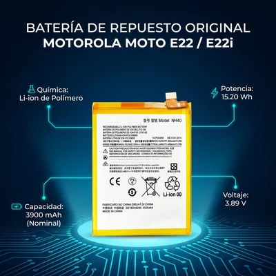 Batería para Moto E22 3960mAh — vista posterior