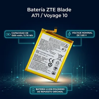 Batería para ZTE Blade A71 1500mAh — vista posterior