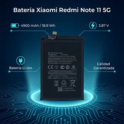 Batería para Redmi Note 11 5G 4900mAh — vista posterior