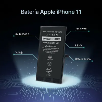 Batería para iPhone 11 3110mAh — vista posterior