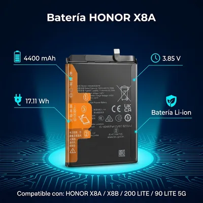 Batería para Honor X8A 4400mAh — vista posterior