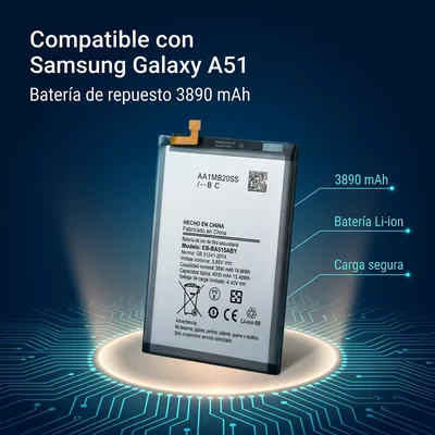Batería para Samsung A51 3890mAh — detalle de celda