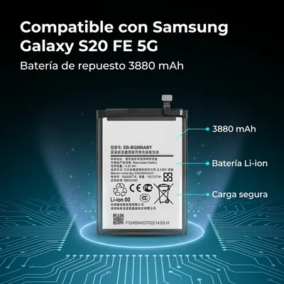 Batería para Samsung S20 FE 5G 3880mAh — detalle de celda