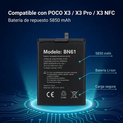 Batería para POCO X3 — detalle de celda