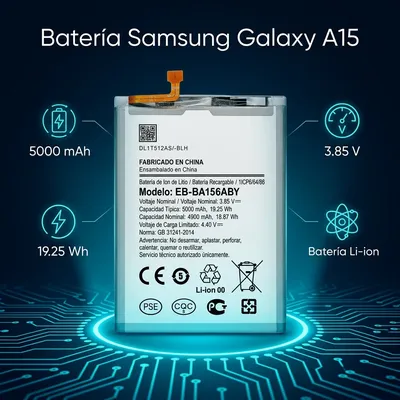 Batería para Samsung A15 4G 4900mAh — vista posterior