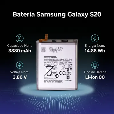 Batería para Samsung S20 3880mAh — vista posterior