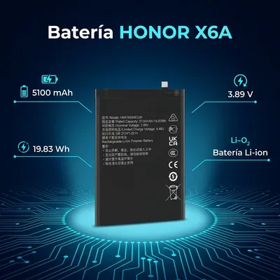 Batería para Honor X6A 5100mAh — vista posterior