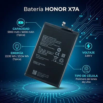 Batería para Honor X7A 5800mAh — vista posterior