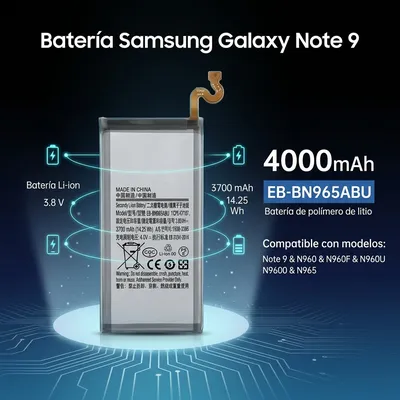 Batería para Samsung Note 9 — vista posterior