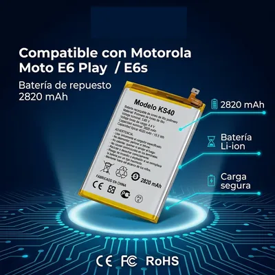 Batería para Moto E6S 2820mAh — detalle de celda