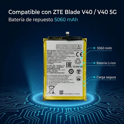 Batería para ZTE Blade V40 Vita 5060mAh — detalle de celda