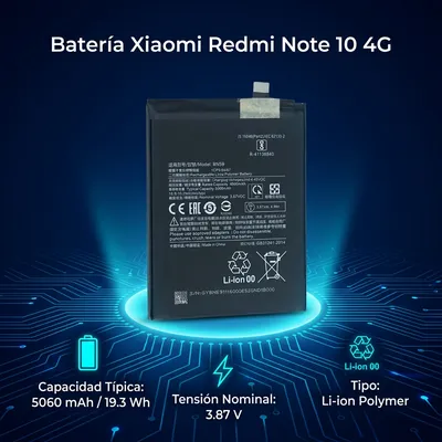 Batería para Redmi Note 10 4G 4900mAh — vista posterior