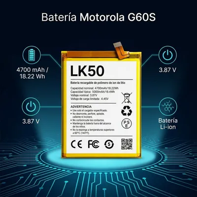 Batería para Moto G60S 5000mAh — vista posterior