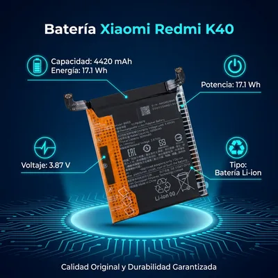 Batería para Redmi K40 4420mAh — vista posterior