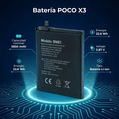 Batería para POCO X3 — vista posterior