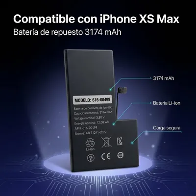 Batería para iPhone XS Max 3174mAh — detalle de celda