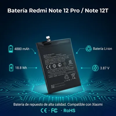 Batería para Redmi Note 12 Pro 4800mAh — vista posterior