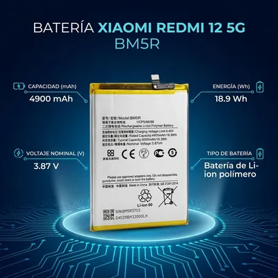 Batería para Redmi 12 5G 4900mAh — vista posterior