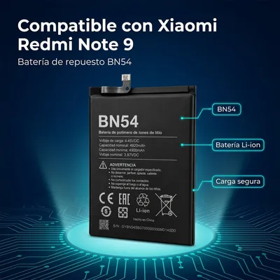 Batería para Redmi Note 9 — detalle de celda