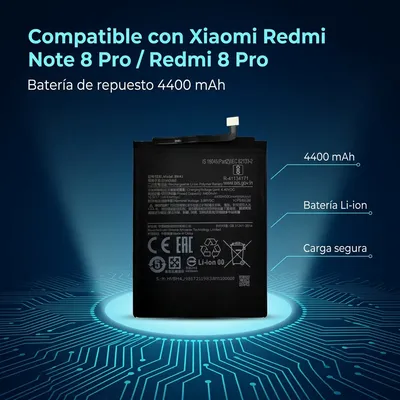 Batería para Redmi Note 8 Pro 4400mAh — detalle de celda