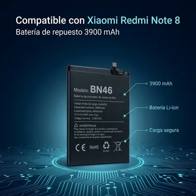 Batería para Redmi Note 8 BN46 3900mAh — detalle de celda