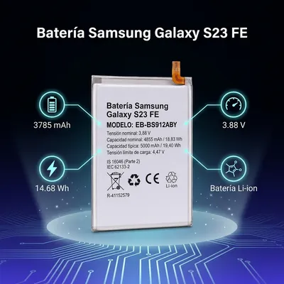 Batería para Samsung S23 Ultra 3900mAh — vista posterior