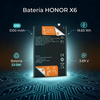 Batería para Honor X6 5100mAh — vista posterior