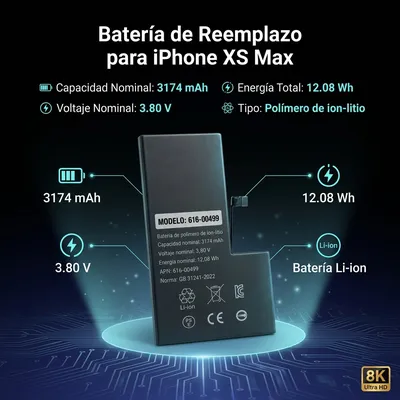 Batería para iPhone XS Max 3174mAh — vista posterior
