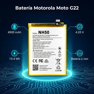 Batería para Moto G22 4900mAh — vista posterior