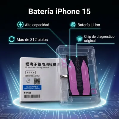 Batería para iPhone 15 2030mAh — vista posterior