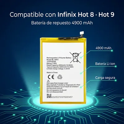 Batería para Infinix Hot 8 4900mAh — detalle de celda