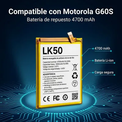 Batería para Moto G60S 5000mAh — detalle de celda