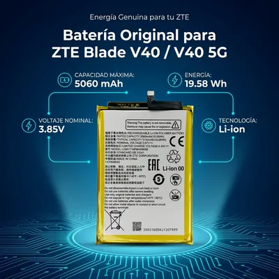 Batería para ZTE Blade V40 Vita 5060mAh — vista posterior