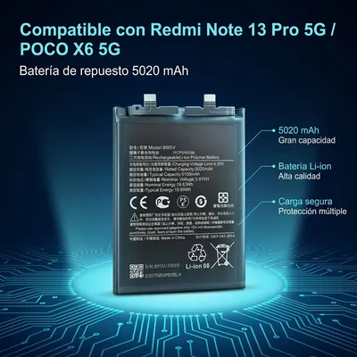 Batería para Redmi Note 13 Pro 5G 5020mAh — detalle de celda