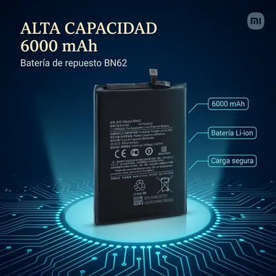 Batería para Redmi 9T 6000mAh — detalle de celda