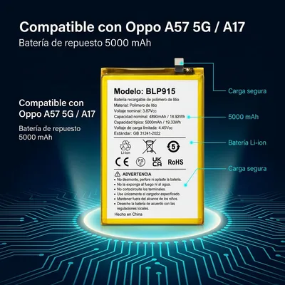 Batería para Oppo A17 4G 4890mAh — detalle de celda