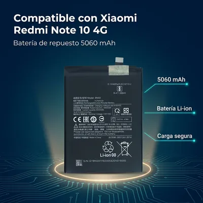 Batería para Redmi Note 10 4G 4900mAh — detalle de celda