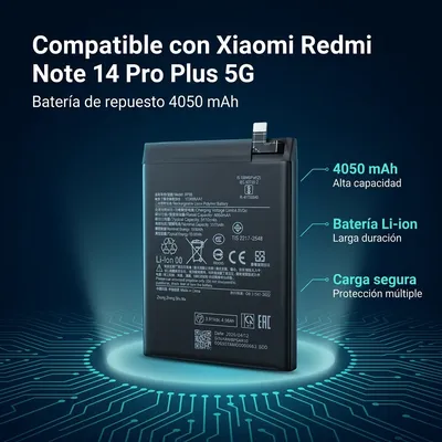 Batería para Redmi Note 14 Pro Plus 5G 4000mAh — detalle de celda
