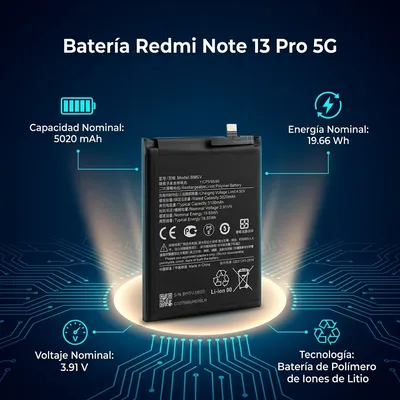Batería para Redmi Note 13 Pro 5G 5020mAh — vista posterior