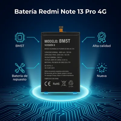 Batería para Redmi Note 13 Pro 4G — vista posterior