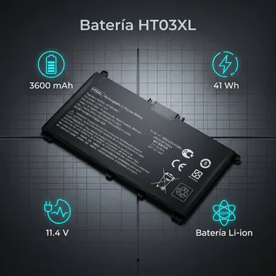 Batería para HP HT03XL 3600mAh — vista posterior