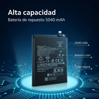 Batería para Redmi Note 14 5G 5040mAh — detalle de celda