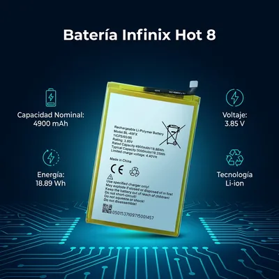 Batería para Infinix Hot 8 4900mAh — vista posterior