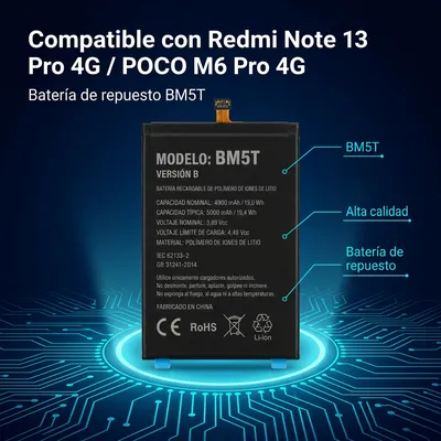 Batería para Redmi Note 13 Pro 4G — detalle de celda