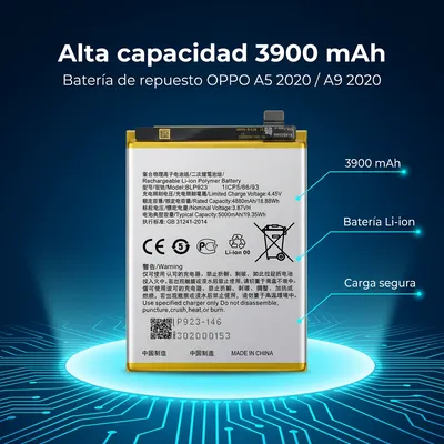 Batería para Oppo A5 2020 3900mAh — detalle de celda