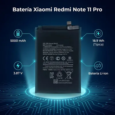 Batería para Redmi Note 11 Pro 4G&5G 5000mAh — vista posterior