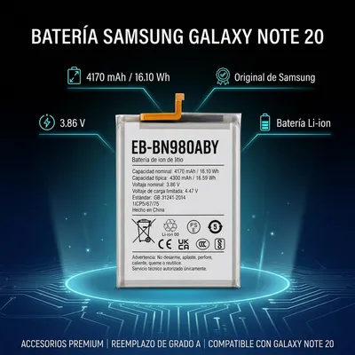 Batería para Samsung Note 20 4170mAh — vista posterior