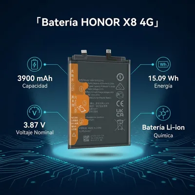 Batería para Honor X8 4G 3900mAh — vista posterior