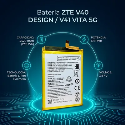 Batería para ZTE V40 Design 4420mAh — vista posterior